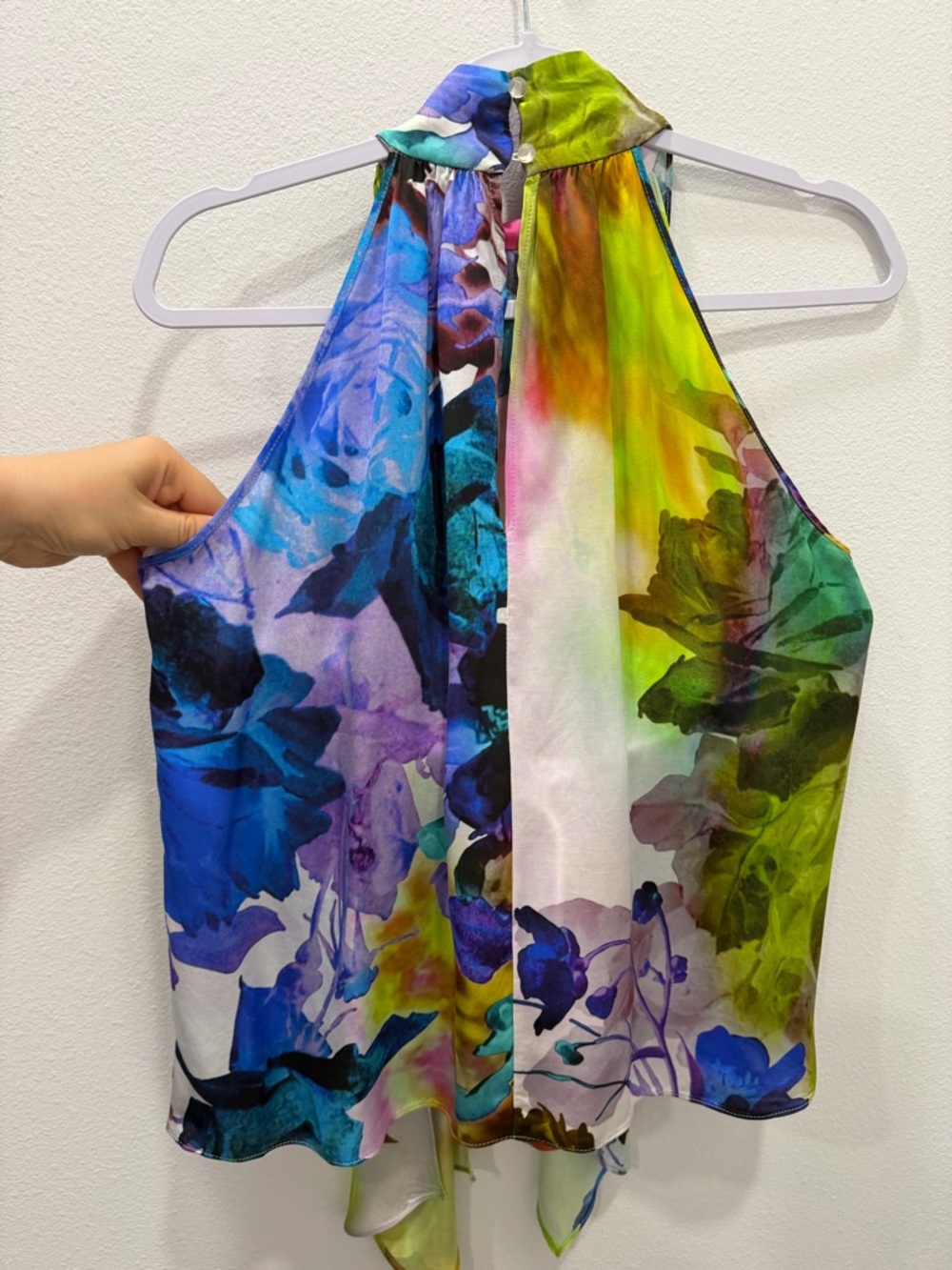Lola & Sophie New York Halter Top Bow Tie Floral Watercolor Print Size S - Picture 14 of 17